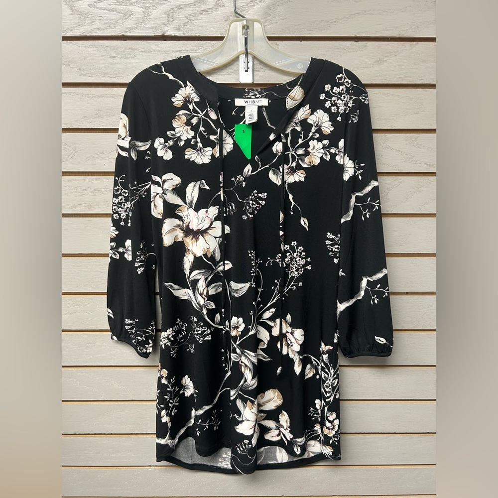 White House Black Market Black Dress with White Floral Pattern
